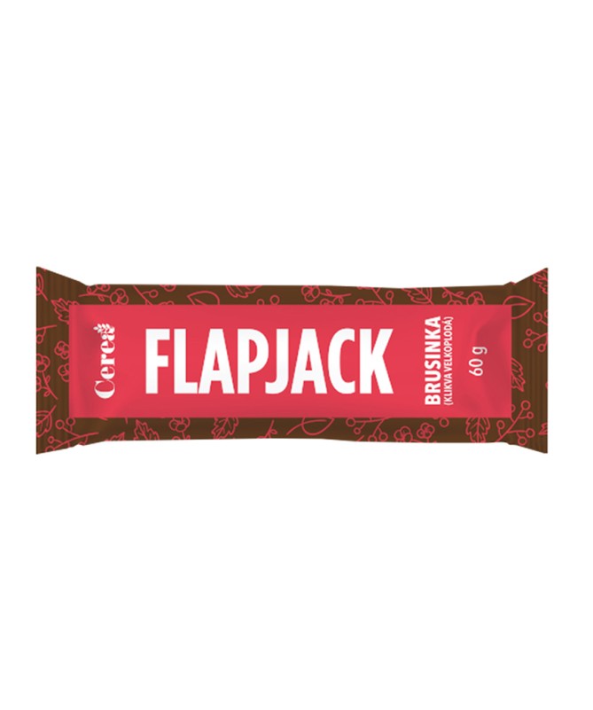 Cereální tyčinky řady Flapjack jsou zdrojem energie nejen doma, ale také v práci, ve škole, na výletech, při sportování a na cestách. Flapjack jsou více než jen cereální tyčinky - je to vzkaz přírody, že i zdravé občerstvení může být lahodné a velmi chutné. Každá tyčinka je vyrobena ručně, s péčí a láskou k přírodě tak, aby byl každý kousek jedinečným a originálním dílem pro vaše chuťové smysly.     Složení:   ovesné vločky bezlepkové 34 %, máslo, zahuštěné plnotučné mléko slazené (mléko, cukr, laktóza), zlatý sirup – částečně invertovaný sirup z cukrové třtiny, třtinový cukr melasový, sušené plody klikvy velkoplodé 9% (klikva velkoplodá 60%, cukr, antioxidant: kyselina citronová, koncentrát z bobulí černého bezu, slunečnicový olej), sušené odtučněné mléko, med, jedlá sůl     BEZ LEPKU (obsah gluténu < 20 mg/ kg)  BEZ PALMOVÉHO TUKU  BEZ KONZERVANTŮ     Použití:   Flapjack je zdravá svačina k dodání energie nejen doma, ale také ve škole a v práci, ale hlavně na výletech, dovolených, při sportování a při cestování. 