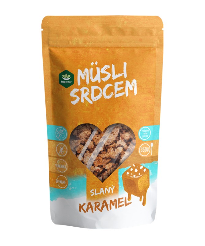 Müsli srdcem spékané slaný karamel 350g Topnatur bez lepku