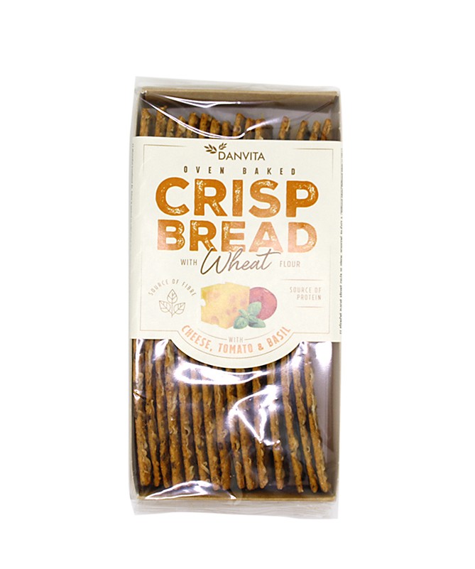 Pšeničný křehký chléb se sýrem, rajčaty a bazalkou 130g Danvita